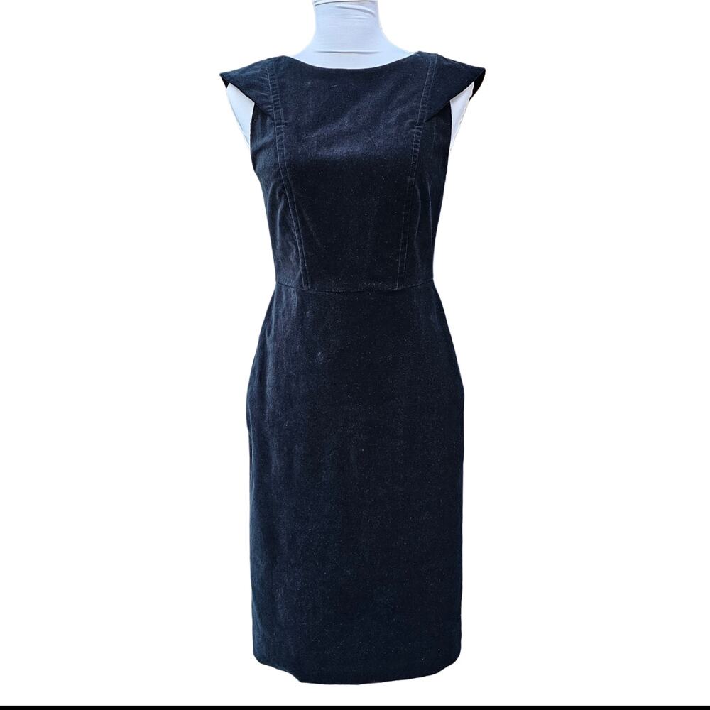 J.Crew 365 Black Velvet Dress Size 2 Stretch Cap Sleeve Classy Elegant Simple
